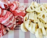 ご飯がススム〜！大葉と豚蓮根のバタポン作り方1写真