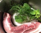フレッシュハーブを使った豚バラ塊下処理作り方3写真