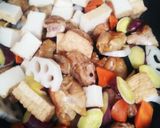 簡単！根菜と厚揚げ、鶏肉の黒酢ダレ炒め作り方4写真
