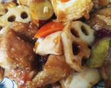 簡単！根菜と厚揚げ、鶏肉の黒酢ダレ炒め作り方6写真