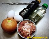 フライパンで肉の欠片達の究極玉子とじ丼♪作り方1写真