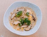 ☆オートミール鶏胸肉ブロッコリー卵雑炊☆作り方3写真