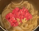 麺つゆで新玉ねぎの牛丼・生姜風味作り方3写真