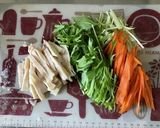 パパっと★水菜とサラダチキンのごま酢和え作り方1写真