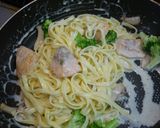 鮭とブロッコリークリームパスタゆず胡椒味作り方5写真