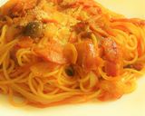 ベーコンとしめじと新玉ねぎのトマトパスタ作り方6写真