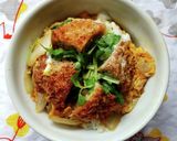 新玉ねぎとメンチカツで、かつ丼ぶり〜♪作り方2写真