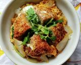 新玉ねぎとメンチカツで、かつ丼ぶり〜♪作り方3写真