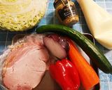 彩り野菜とロースハムの粒マスタードサラダ作り方1写真