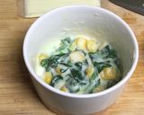 時短お弁当。コーンほうれん草グラタン作り方4写真
