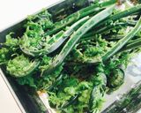 こごみと豚の鶏ガラスープ炒め作り方1写真