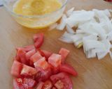 すぐできる！トマトと玉ねぎ卵の中華スープ作り方1写真