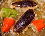 茄子ハサミ揚げとピーマン肉詰め揚げ作り方3写真
