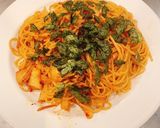 行っけー!焼うどん風☆キムチパスタだ!作り方7写真