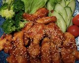 簡単鶏胸肉で♪ピリ甘辛チキンスティク♪作り方5写真