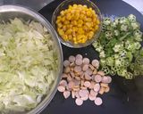 オクラ入り夏休みのお好み焼き作り方1写真