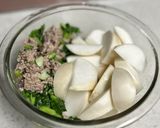 カブとひき肉の和風ドレッシング蒸し作り方4写真