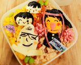 簡単キャラ弁　★泣き笑い運動会応援弁当★作り方1写真