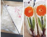 萌え断苺お花のフルーツサンド あんこ入り作り方26写真