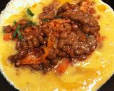 キムチ納豆オムレツ梅干しトッピング丼作り方3写真