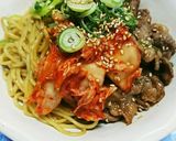 キムチと甘辛牛肉の和え麺作り方4写真