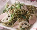 水菜とレンコンの茶そば de 塩焼きそば作り方4写真