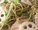 水菜とレンコンの茶そば de 塩焼きそば作り方6写真