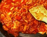 本技おいしいキムチで豚トマトカレーパスタ作り方3写真
