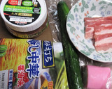 本技キムチと豚肉の卵とじのせ、冷やし中華作り方1写真