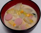 簡単！ミニトマトとウインナーの豆乳スープ作り方5写真