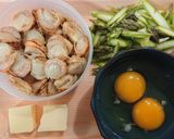 ホタテとアスパラの醤油チャーハン作り方1写真