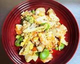 #春野菜 そら豆とたけのこのエビ卵とじ作り方6写真