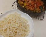 ごま油香る胡瓜・アボカド・キムチうどん作り方6写真