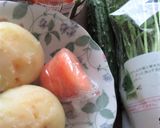 本技キムチと豆苗入り、ピリ辛のポテサラ作り方2写真