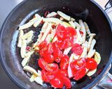 トマトとサラダチキンのペペロンチーノ作り方5写真