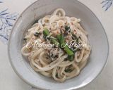 簡単!しらすと春菊のペペロンチーノうどん作り方2写真