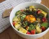 5分丼！アボカド・カニカマの麺つゆ和え丼作り方4写真