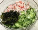 我が家の簡単酢でワカメ胡瓜カニカマ酢の物作り方2写真