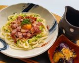 ベーコンと冷やし温玉ぶっかけうどん作り方1写真
