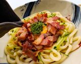 ベーコンと冷やし温玉ぶっかけうどん作り方2写真