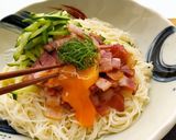 ベーコンと冷やし温玉ぶっかけうどん作り方4写真