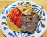 牛肉とたけのこにパプリカの南蛮漬け作り方8写真