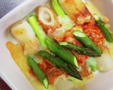 旬のアスパラと竹輪のキムチ・チーズ焼き作り方5写真