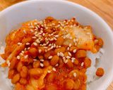 本技おいしいキムチ納豆ごはん作り方2写真