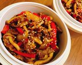 牛肉しめじピーマンのオイスターソース丼作り方4写真