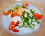 涼しげ♪夏野菜甘酒ブルーそうめん作り方4写真