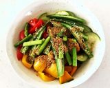 レンジで簡単！『夏野菜の胡麻味噌和え』作り方4写真