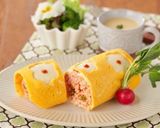 海老ピラフで作ったロールオムライス作り方7写真