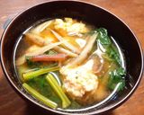 ふだん草、鶏挽肉、豆腐の巾着煮 発酵玉葱作り方7写真