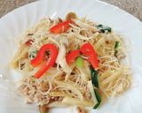 糖質＋VB1　豚肉ときのこの炒めビーフン作り方5写真